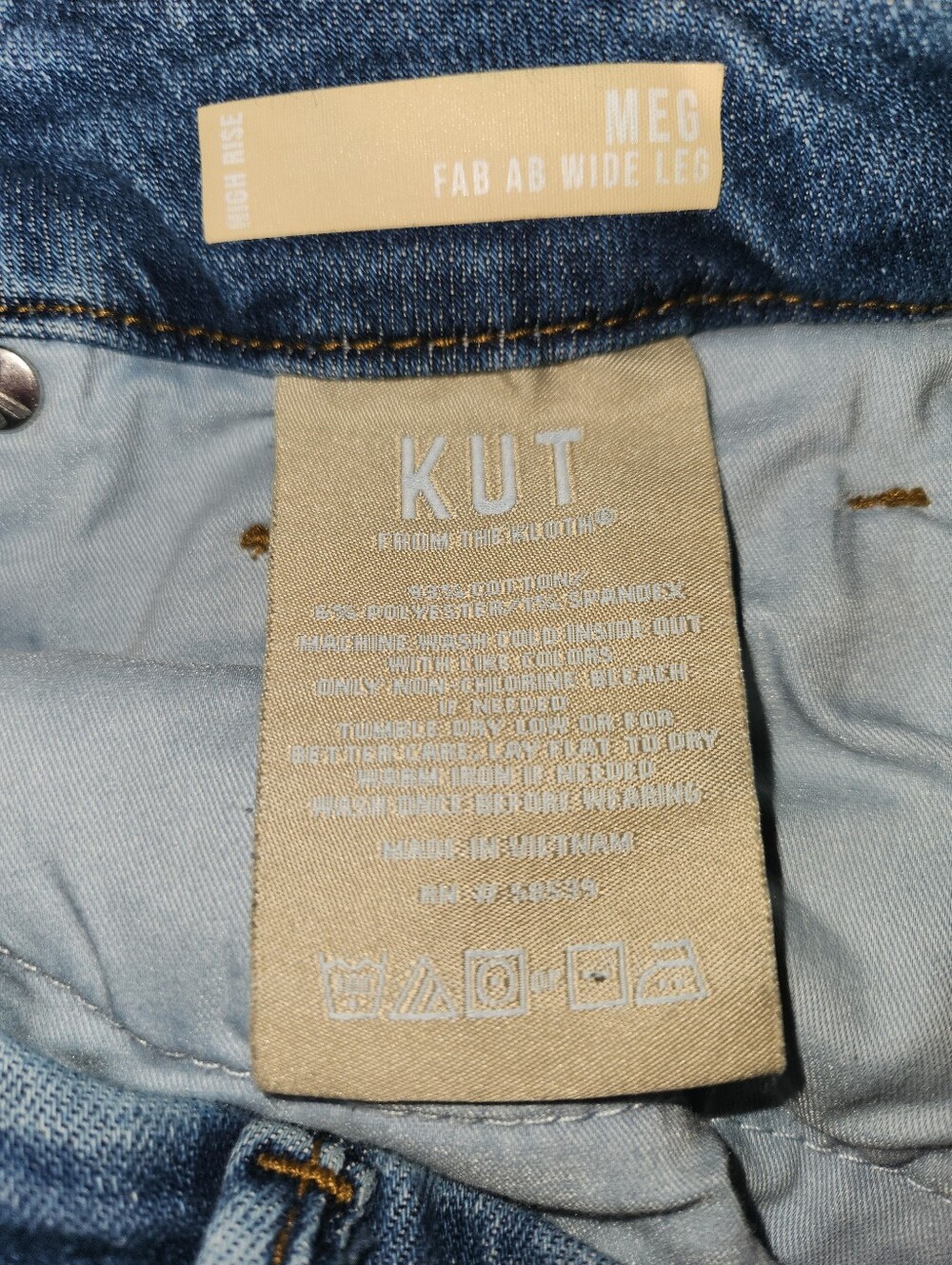 KUT From the Kloth Meg Fab AB Wide Leg High Rise Jeans Size 12 Raw Hem Milestone - Picture 10 of 12